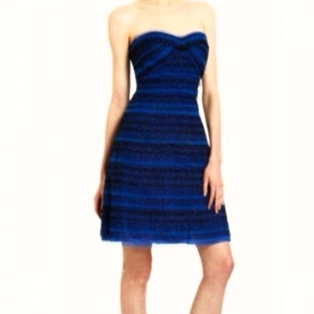 BCBGMAXAZRIA Strapless Layered Tulle Dress
